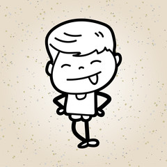 Hand drawing cartoon happy kid