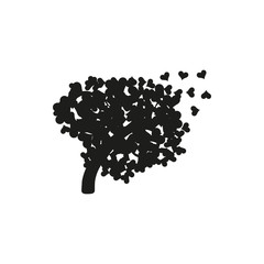 Black love tree logo icon on white