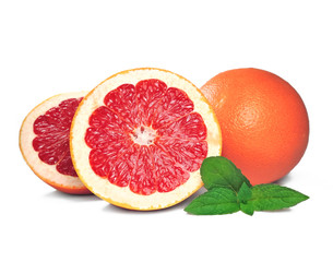 Fresh grapefruits, isolated on white