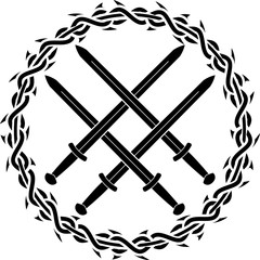 viking symbol with swords. second variant. vector illustration