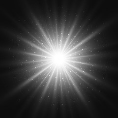 Black and white light sunburst background.