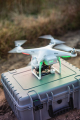 Varna, Bulgaria - June 23 ,2015: Flying drone quadcopter Dji Pha