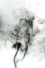 Fototapeta premium Toxic fumes movement on white background.