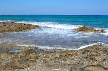 Rocks on the coast of Aegean Sea.