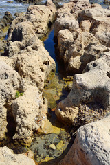 Rocks on the coast of Aegean Sea.