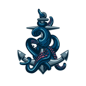 Naklejka Octopus with an anchor