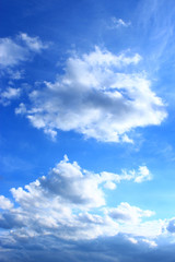 picturesque white clouds on blue sky
