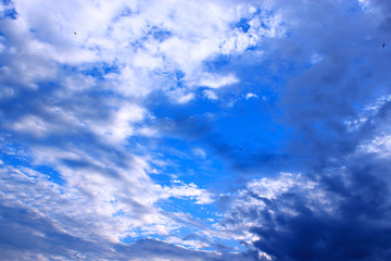 picturesque white clouds on blue sky