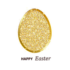 Happy Easter greeting with gold glitter
