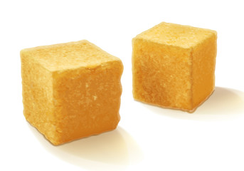 Brown sugar cubes isolated vector illustration.