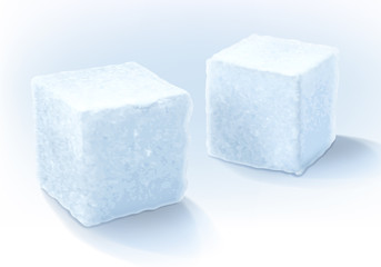 White sugar cubes isolated vector illustration.