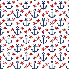 Seamless pattern with sea anchors on a white background