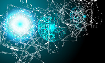 Vector abstract background with lights; lines and abstract bubbl