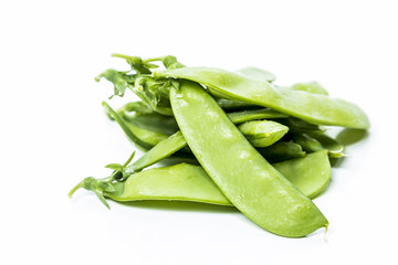 Fresh Green Sugar Snap Peas on a Bright Background