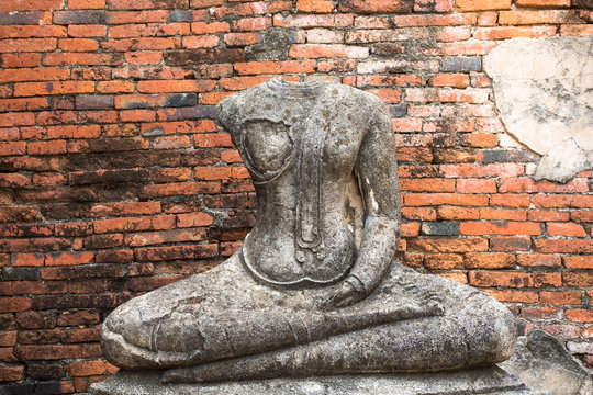 The sculpture was respectfully engaged placed at an ancient temple called Wat (temple) Chai Watthanaram that was built over 300 years ago, in Thailand's ancient capital of Ayutthaya.