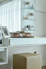 Modern dressing table in white color in the bedroom