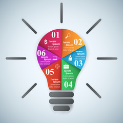 Abstract 3D digital illustration Infographic. Bulb icon. Light icon.
