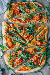 Freshly baked homemade pizza