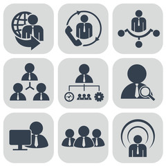 Human resources and management icons set.