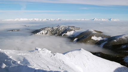 View from Chopok mount on the High Tatras.