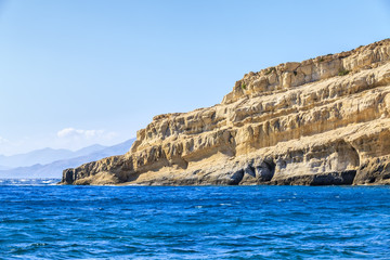 Fototapeta na wymiar Matala beach on Crete island. Greece.