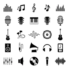 Gordijnen Set of Vector Music Icons Isolated on White © Vlad Klok