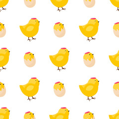 Happy Easter Seamless Pattern. Flat Icons Spring Holiday Concept 