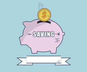 Putting Money Coin Into Piggy Bank