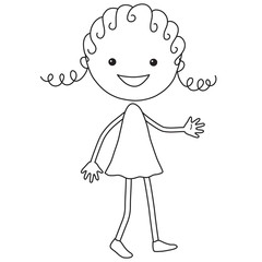 Illustration of cartoon girl in black color