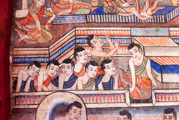 Obraz na płótnie Canvas Mural Painting at Wat Phra Singh, Chiang Mai