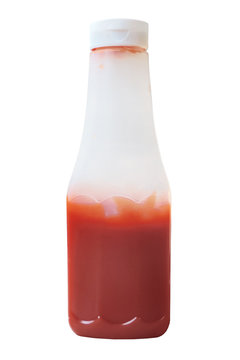 Ketchup Bottle, Isolated On White With Clipping Path