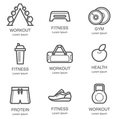 Fitness and GYM line art icon set Vol.1.