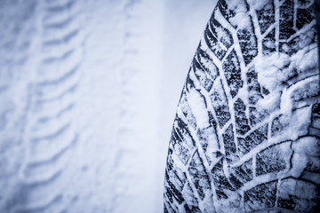 Snow tire in winter