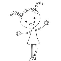 Illustration of cartoon girl in black color