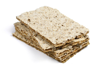 stacked crisp bread, isolated on white background.