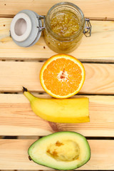 Banana, avocado and orange