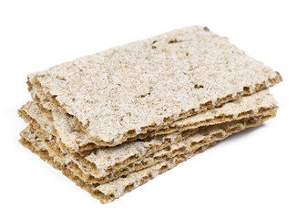 stacked crisp bread, isolated on white background.