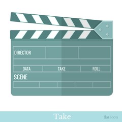 Obraz premium flat movie clapper isolated on white