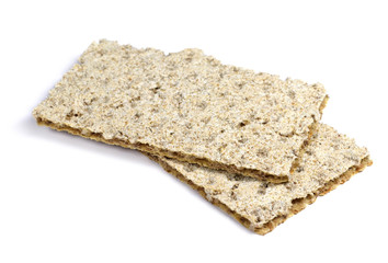 stacked crisp bread, isolated on white background.