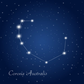 Corona Australis constellation at starry night sky