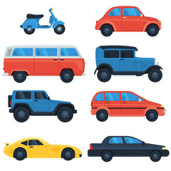 Flat car icon set