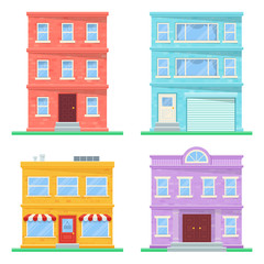 Flat building vector icons