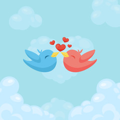 Fototapeta na wymiar Couple of birds in love. Card for Valentine day