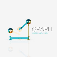 Abstract logo idea, linear chart or graph  business icon. Creative vector logotype design template