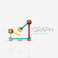 Abstract logo idea, linear chart or graph  business icon. Creative vector logotype design template