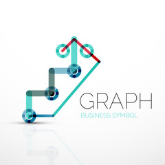 Abstract logo idea, linear chart or graph  business icon. Creative vector logotype design template