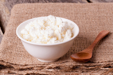 fresh cottage cheese closeup