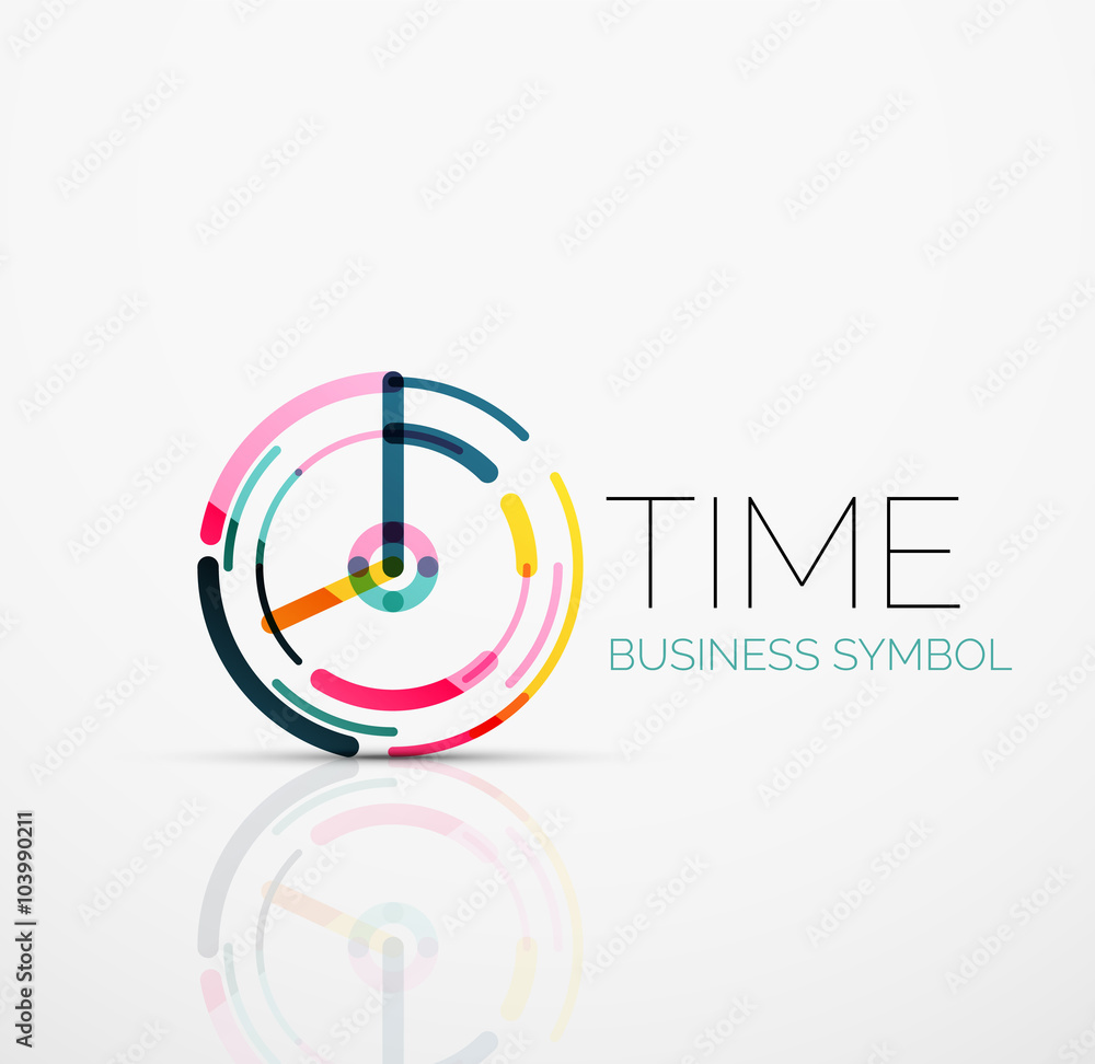 Poster vector abstract logo idea, time concept or clock business icon. creative logotype design template