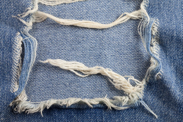 Textures ripped jeans background.