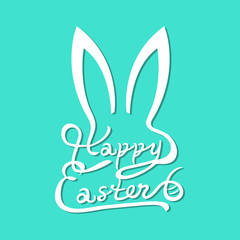 Obraz premium happy easter text, lettering calligraphy, vector